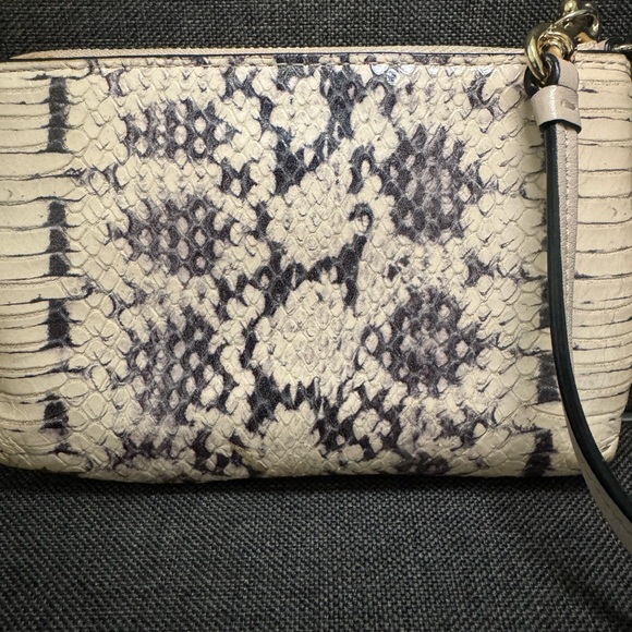 Coach Cream and Black Snake Print Wristlet - Picture 5 of 10